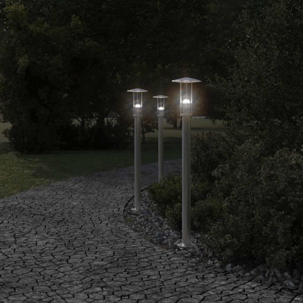 Path Lights 3 pcs Silver 100 cm Stainless Steel
