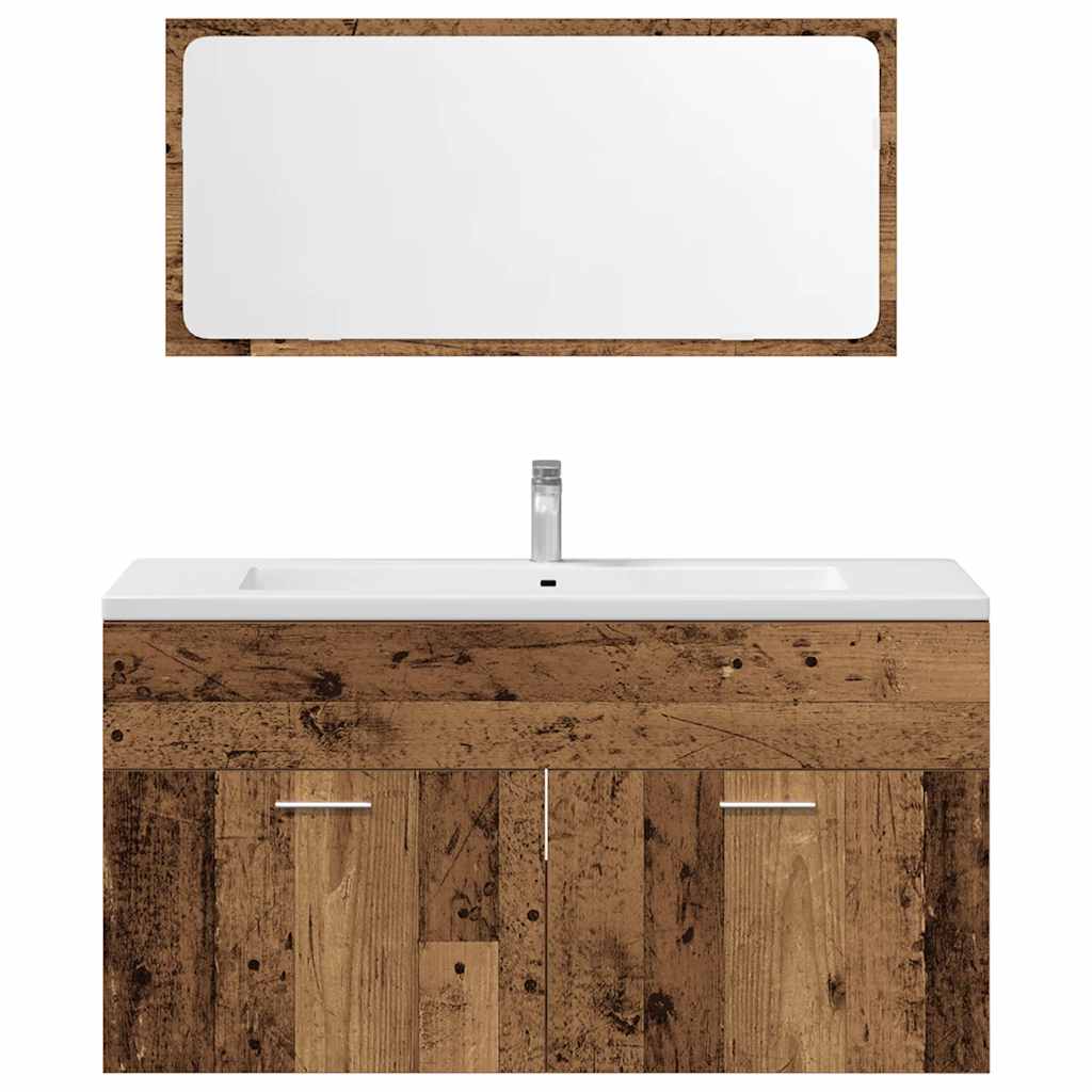 4 piece Bathroom Furniture Set Reclaimed Wood Look Engineered Wood