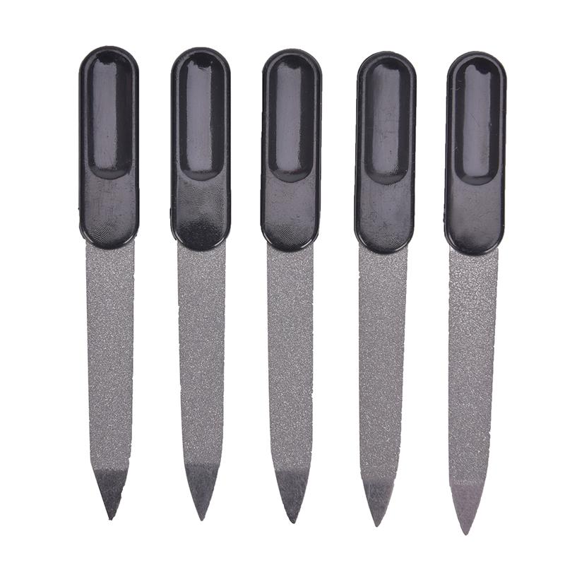 5Pcs Plastic Handle Metal Double Sided Nail Files Diy Manicure Pedicure Tool