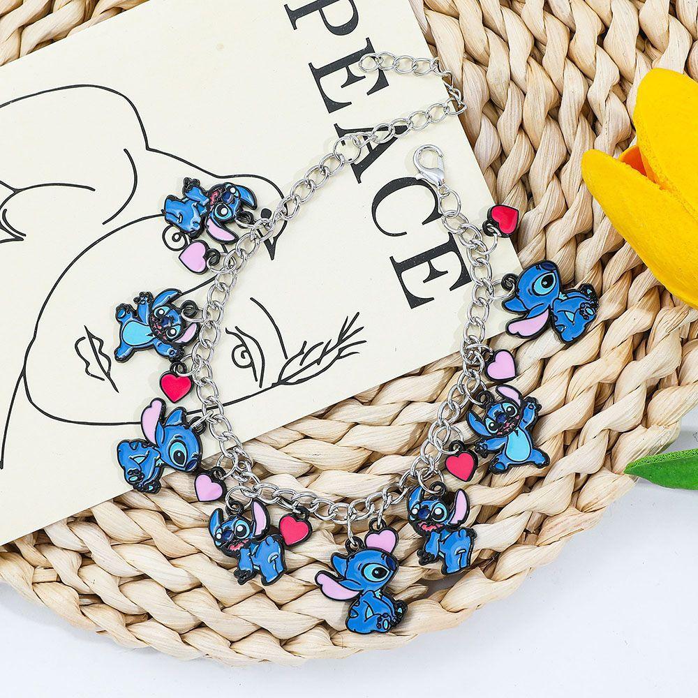 Stitch Couple Style Bracelet, Cute Cartoon Oil Dripping Pendant, Dating Wear Trendy Personalized Fashion Jewelry for Partners