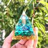 Fortune Lucky Pyramid Figurine Drop Glue Energy Orgone Evil Eye Ornament Crystal Stone Resin Evil Eye Pyramid Home Office
