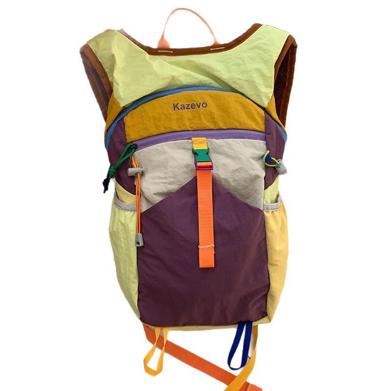 Красочная контрастная повседневная сумка с цветными вставками, женский нейлоновый рюкзак 2025 новой моды, дорожная сумка большой вместимости