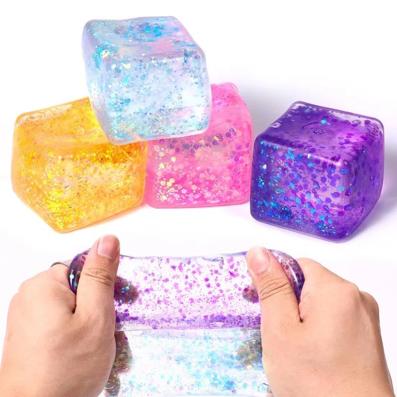 Colorful Hot Maltose Cube Stress Relief Squeeze Toy Slow Rebound Anti-Stress Decompression Small Ice Cubes Polar Light