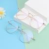 Fashion Round Portable Eye Protection Metal Glasses Anti-Blue Light Eyeglasses Ultra Light Frame