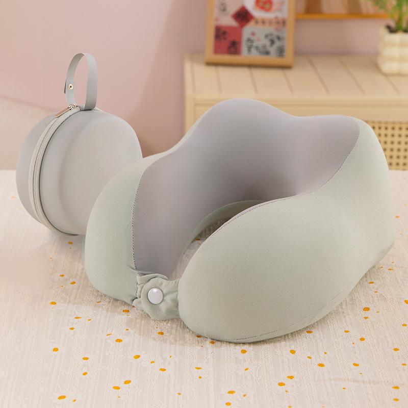 Дорожная подушка из пены с памятью U-образной формы с компактным хранением и поддержкой шеи с двумя выступами