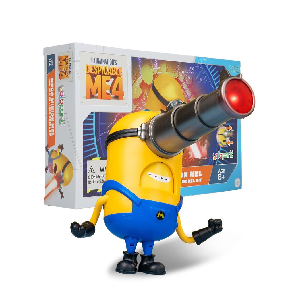 Minions Despicable Me 4 Mega Mel Action Figure with Extendable Laser Eyes and 5 Interchangeable Facial Minion Model Gift for Kids Ages 8 and Up Toy,