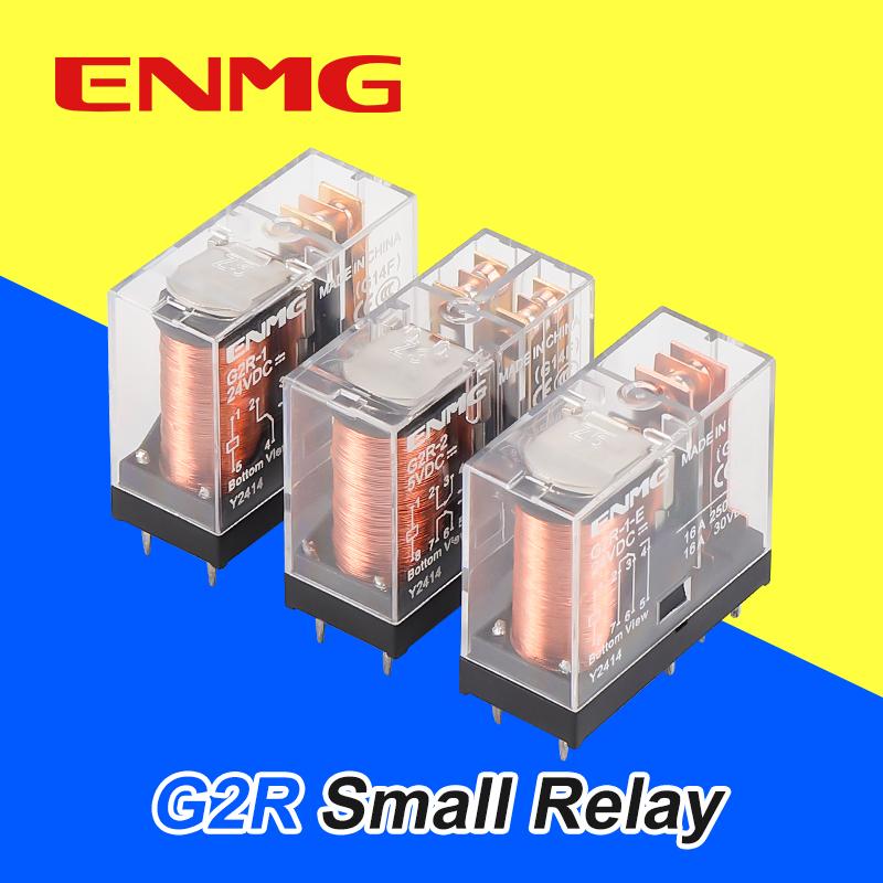 ENMG G2R-2-12VDC 24VDC Miniature Relay G2R-1-24VDC G2R-1-E 5V Flame Retardant Dustproof ABS High-Transparency Material Relays 5
