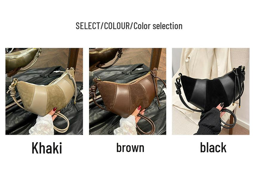 Ретро Матовая Женская Сумка Кроссбоди Круассан - Новая Мода 2025 Повседневная Нишевая Сумка на Плечо