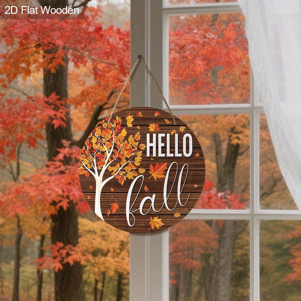 2D Flat Autumn Harvest Wooden Sign, Unique Hello Fall Decorative Plaque with Thanksgiving Theme, Ideal for Outdoor, Indoor, Home Decor