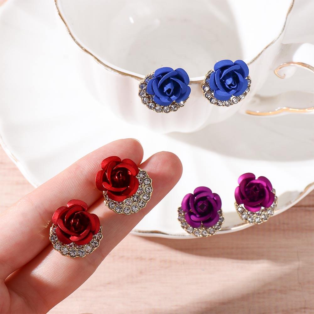 Flower Crystal Zircon Gifts Drop Earrings Korean Dangle Earrings Ear Jewelry Women Stud Earrings