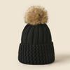 Women S Winter Warm Knit Hat With Pom Pom Fleece Lined Solid Color Adult Beanie