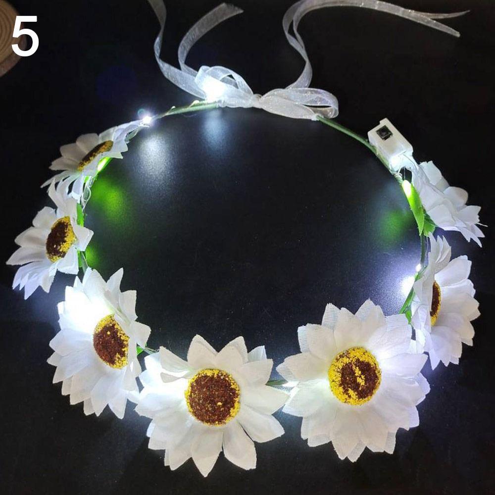 Hairband Glowing LED Wreath Halloween Crown Flower Light Up Headband Christmas Party Decoration