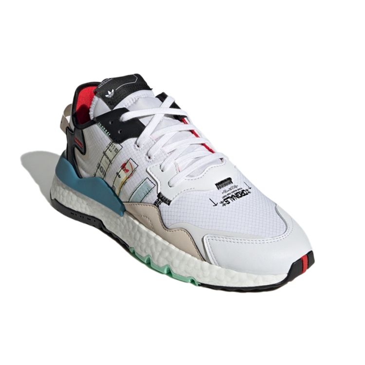 Adidas Originals Nite Jogger Fabric Versatile Trendy Shock Absorbing Non-Slip Durable Low-Top Lifestyle Casual Shoes Unisex Sneakers White GW4229