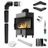 Fireplace Insert KRATKI LUCY Right 14 kW Ø200 BLACK with Closing Kit