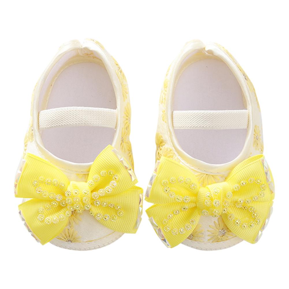 Туфли на плоской подошве для маленьких девочек, нескользящая мягкая подошва, симпатичные туфли с бантом, свадебные туфли для новорожденных принцесс, первые походки для малышей 0-12 месяцев
