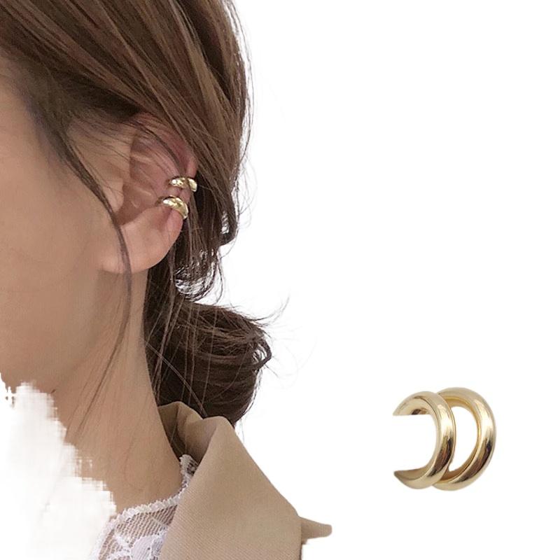 Женские круглые серьги-клипсы в стиле панк, асимметричные двойные круглые серьги-клипсы, темпераментные, универсальные, серьги в форме буквы С