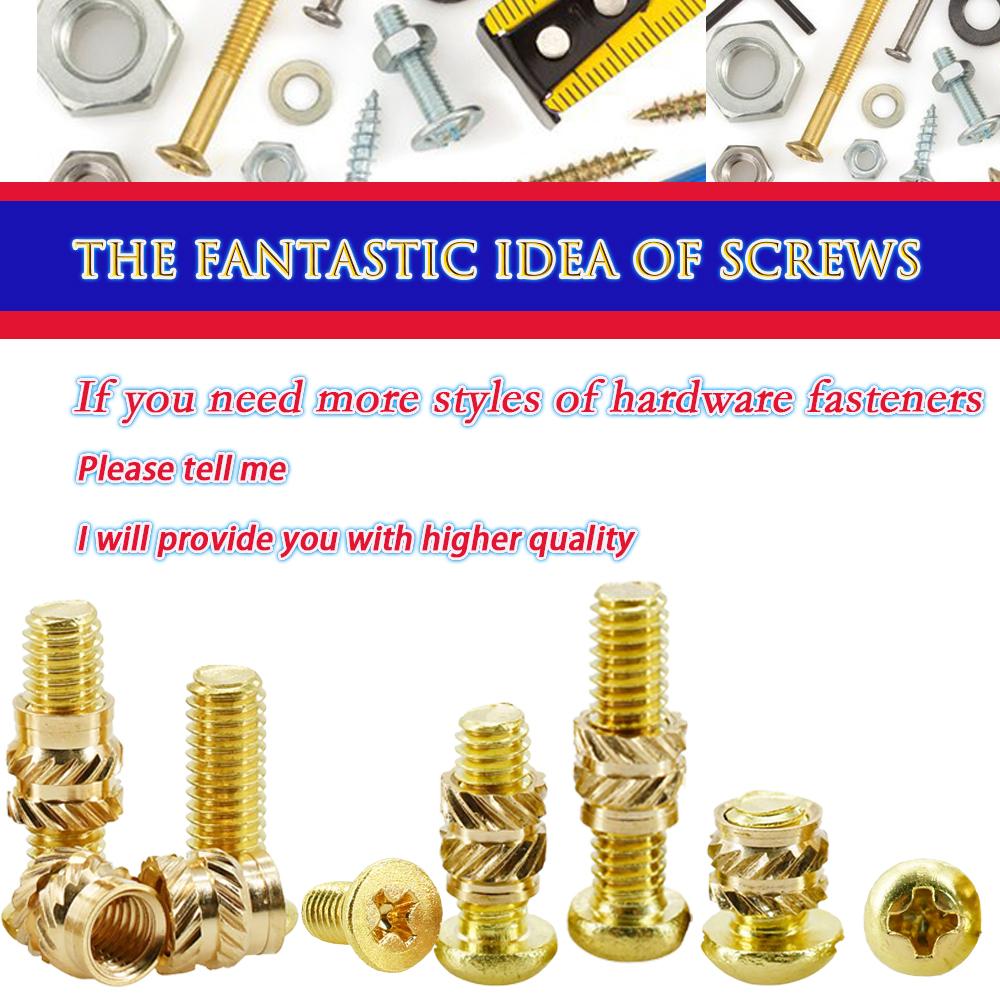 M2 M2.5 M3 M4 M5 Metric Threaded Insert Brass Nuts Bolts Set Countersunk Head Screw Hot Melt Heating Knurled Injection Nut Kits