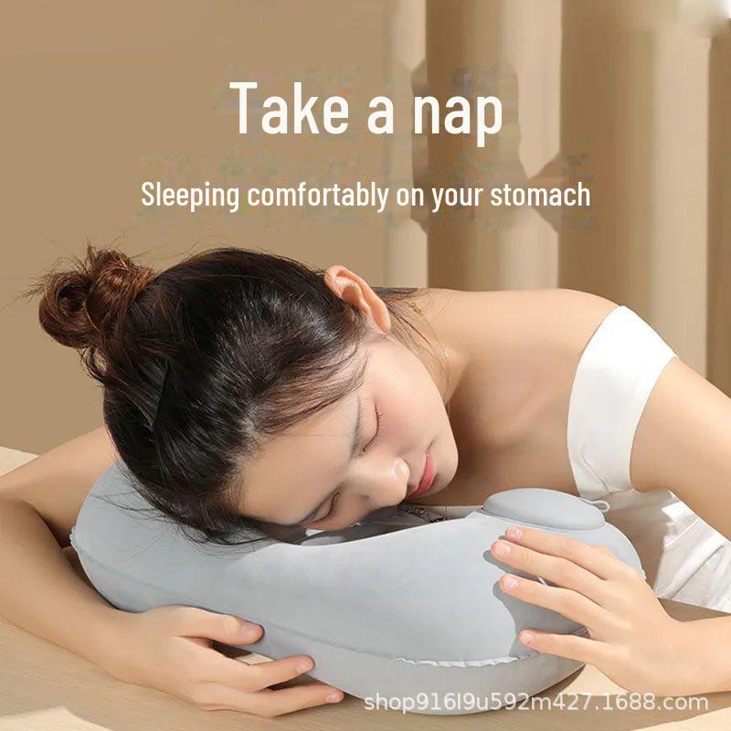 Надувная U-образная подушка для шеи для путешествий, работы или дома