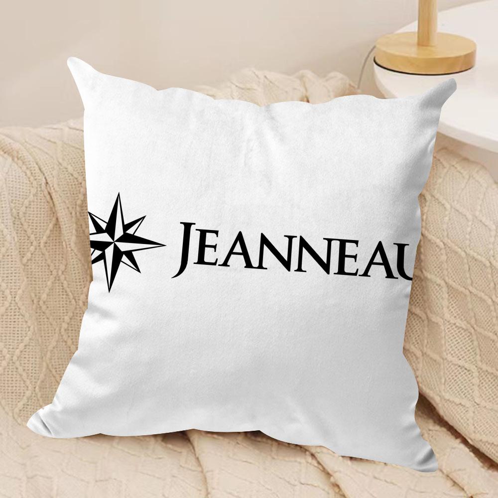JJEANNEAUs Logo Cushion Cover Short plush Doublesided Print Square Throw Pillow Covers Sofa Home Cushion Decor