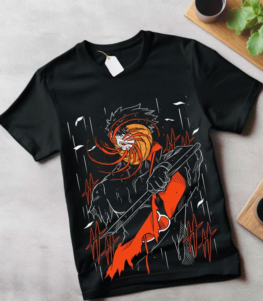 Obito Uchiha T-shirt Tobi Akatsuki Naruto Japanese Anime Black T-shirt gift