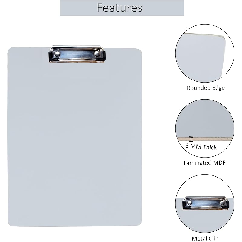 Eduway Exam Board Wooden/Writing/Clipboard ? Lightweight MDF | Heavy Duty Clip for Office, School, Home, College, Shop -