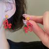 Chinese Style Red Pony Earrings Cartoon Horse Horse Mascot Drop Earrings  Party
