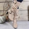 Fashion Autumn Fashion Womens Boots Side Zip Shoes Women Mid-calf Boots Pointed Tip Ladies High Heels Suede