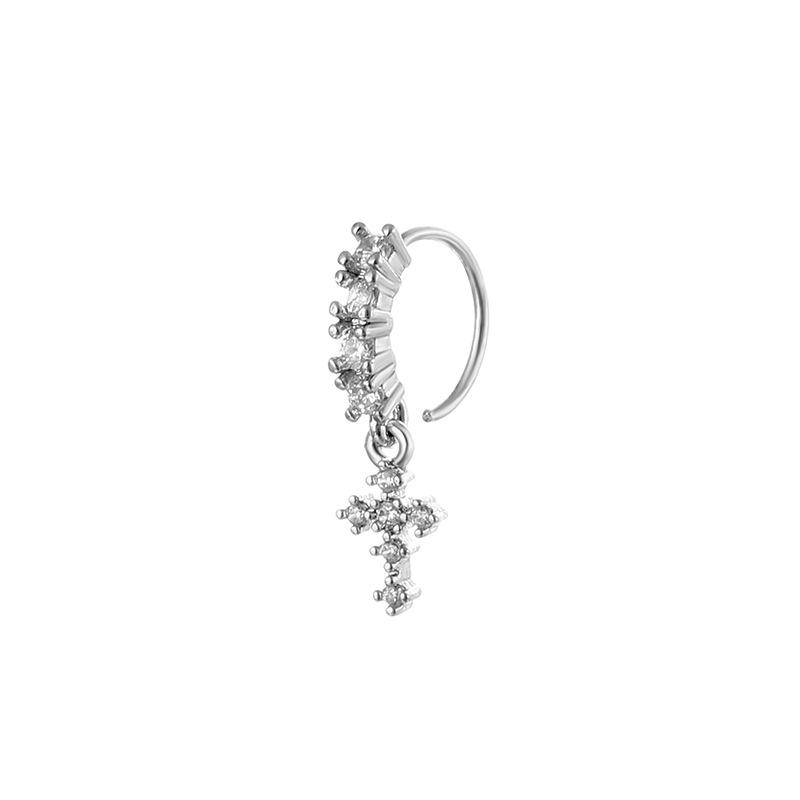 Lady's pierced ear piercing, Zircon cross nose stud, butterfly nose ring piercing, nose jewelry