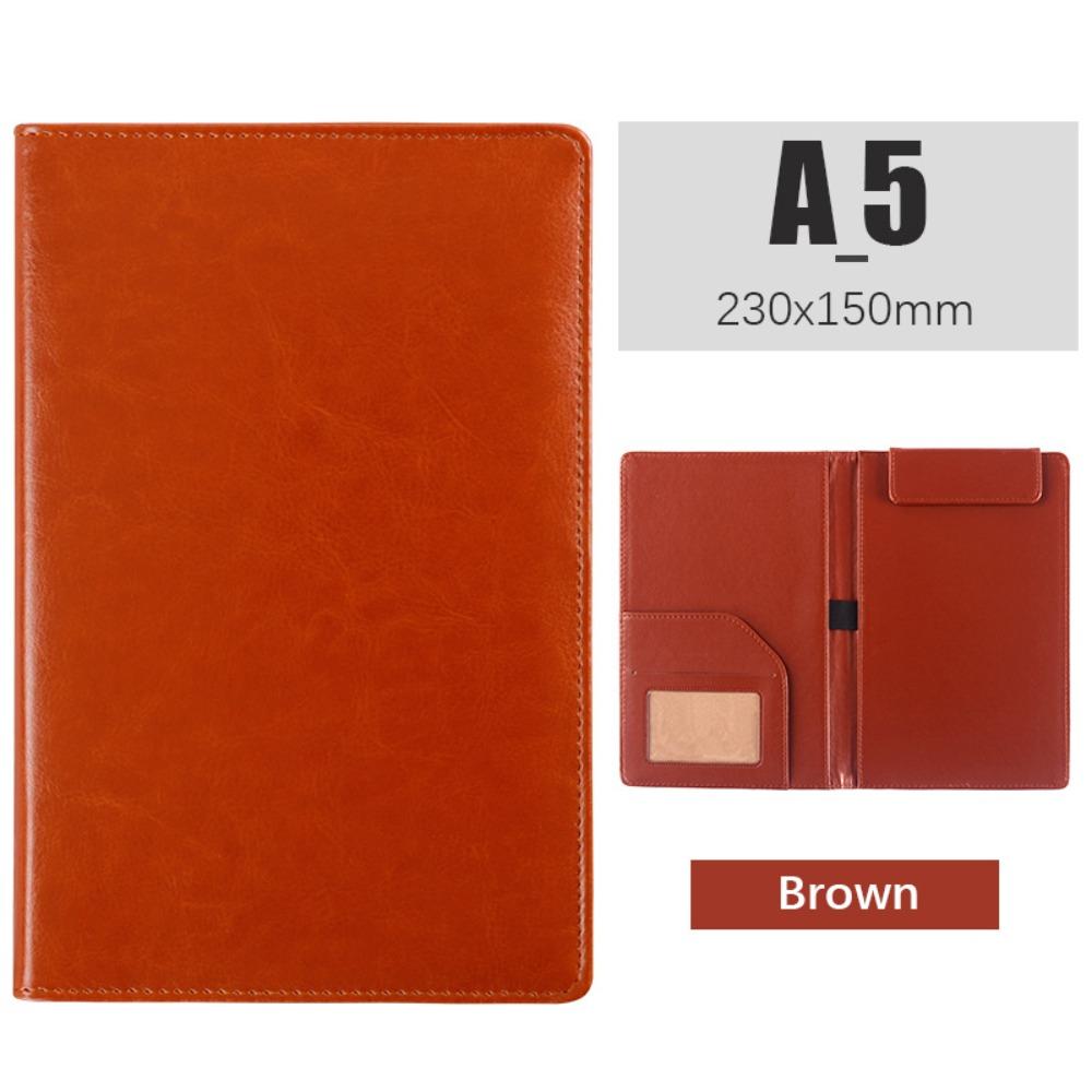 PU Leather A5 File Folder With Elastic Pen Insert Waterproof Business Meeting Contract Clamp Card Slot Clipboard Document Clip