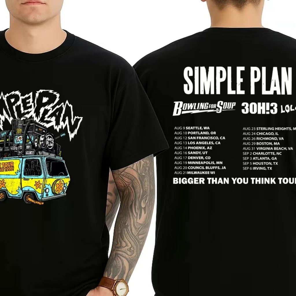 Simple Plan Sc Doo Tour Dates 2026 Double Sided T-shirt Gift for Fans All Size