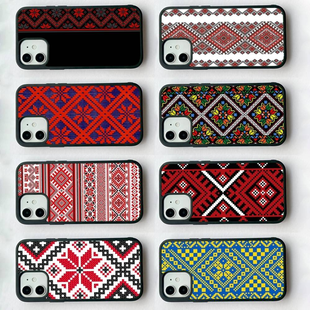 Чехол для телефона с узором-орнаментом Украины, силиконовый, PC+TPU, для IPhone 11 12 13 14 15 16 Plus Pro Max
