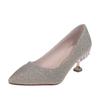 Rhinestone Elegant High Heels Women's Silver /Gold/Black/Pink Sequin Party 5cm Low Heels Wedding Shoes for Bridal Woman Pumps PU