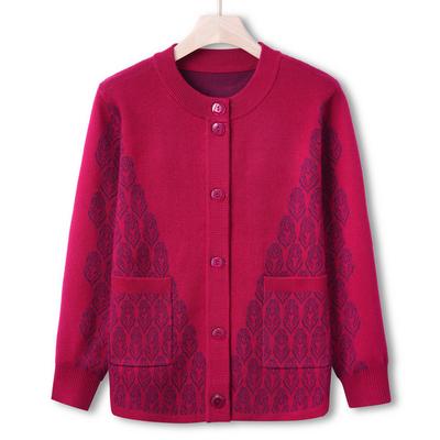 Пожилые и пожилые люди Новый вязаный кардиган-свитер Большого размера Одежда для мамы Осенняя куртка-свитер Свободный топ для старой бабушки Женский