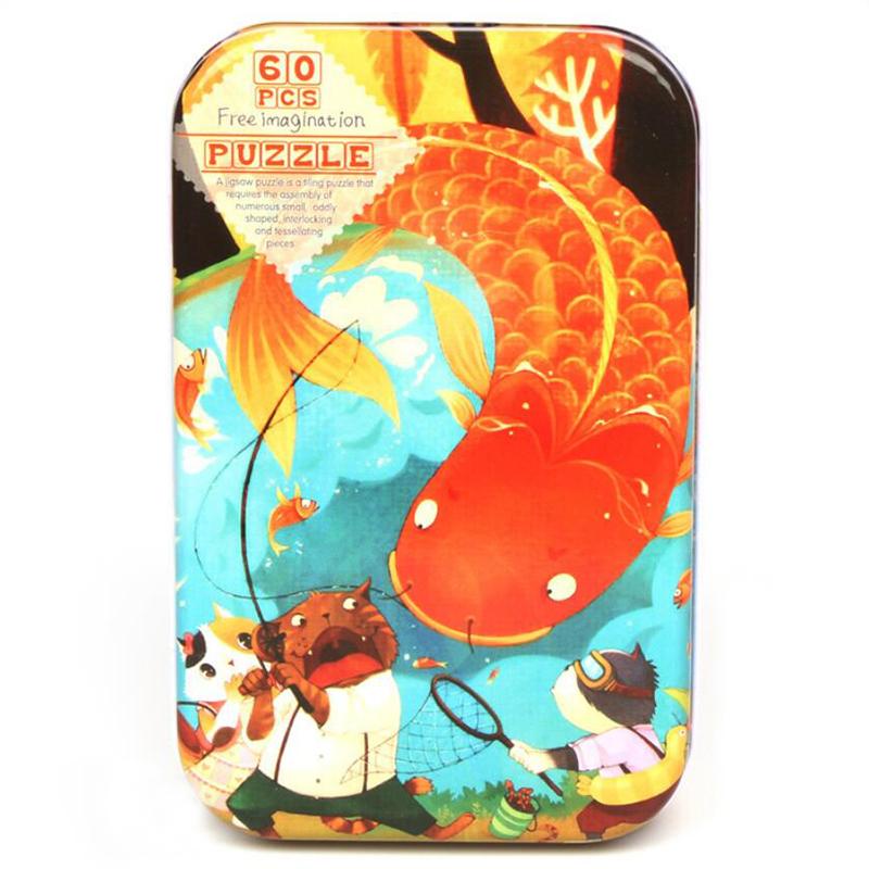 Пазл из 60 деталей, игры Монтессори, мультяшные животные, транспорт, пазлы с динозаврами для детей, развивающие игрушки, детский рождественский подарок