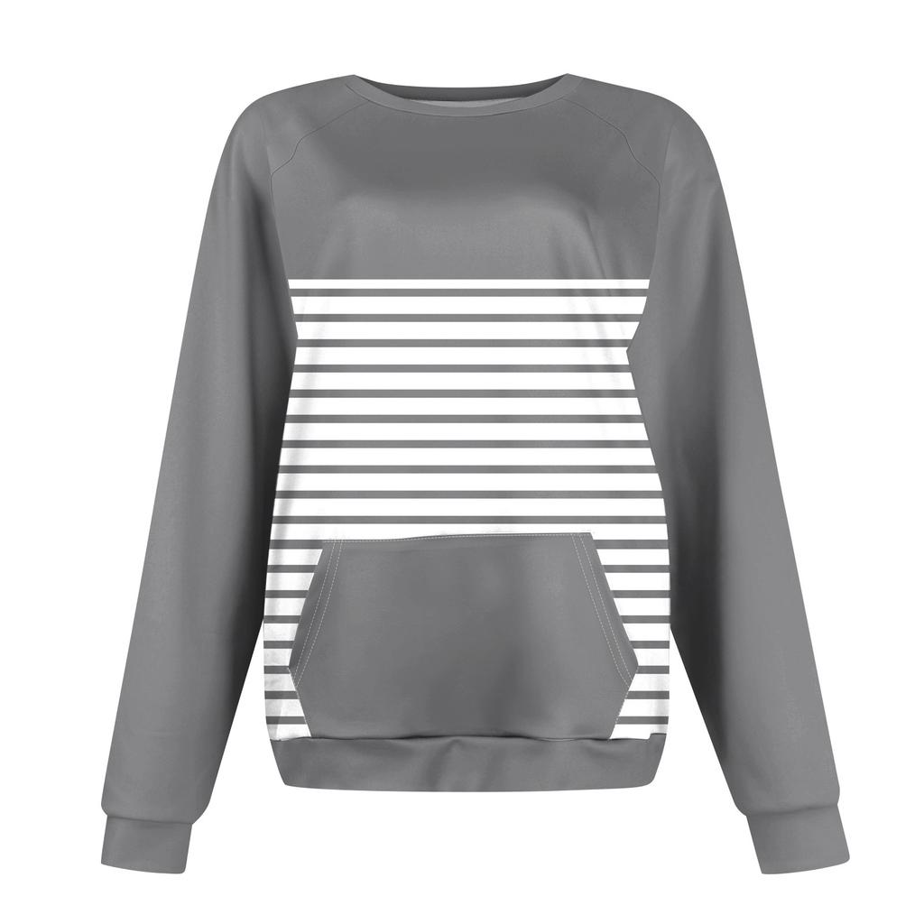 Женская толстовка с длинным рукавом, повседневная, с круглым вырезом, симпатичная, с принтом, легкая толстовка с карманом