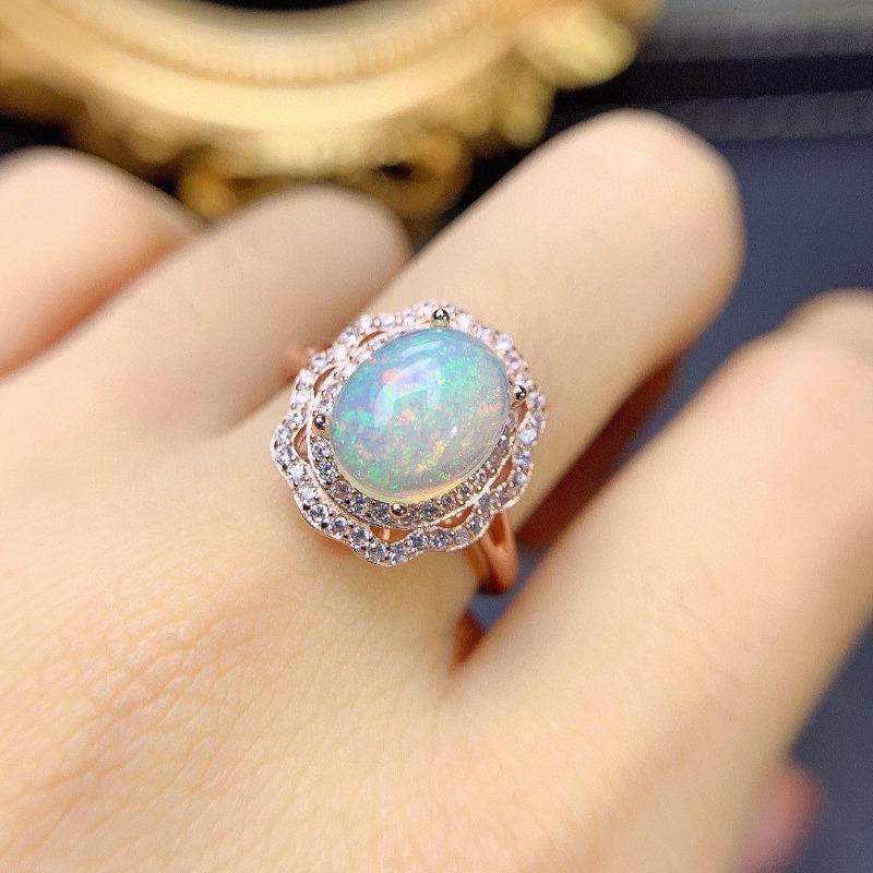 Роскошные блестящие цветные опаловые кольца для женщин, модное кружевное обручальное кольцо с цветком, изысканные свадебные украшения, подарок, регулируемое отверстие