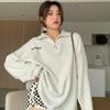 Женская толстовка Harajuku Oversize с воротником-стойкой - повседневный стиль Гонконга, нижняя часть верха