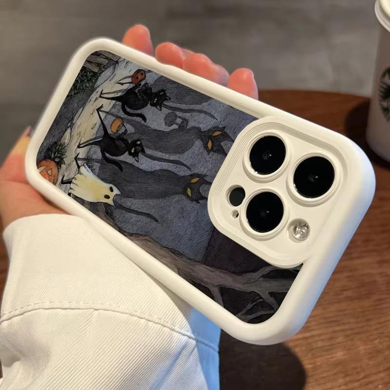 Темный Забавный Монстр Кот Лиса Креативный Чехол для Телефона Для iPhone 17 16 15 14 13 11 12 Pro Max 7 8 Plus X XS XR Ударопрочная Задняя Крышка