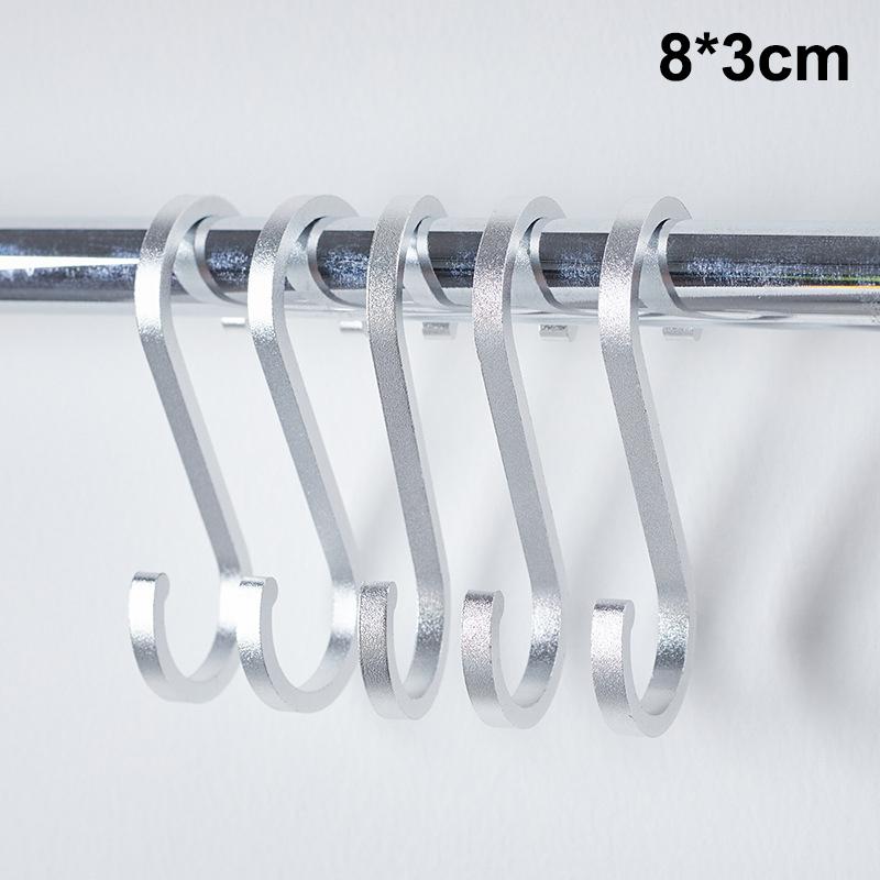 Aluminium Alloy S Shape Hooks 10Pcs Space Saving Heavy Duty Hanger for Kitchen Rail Pot Pan Closet Organizer