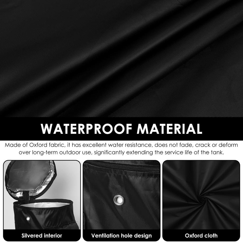 1 Pc Oxford Cloth Propane Gas Cylinder Cover Waterproof Gas Bottle Full Cover with 2 Ventilation Ring Two Way Zipper for Outdoor