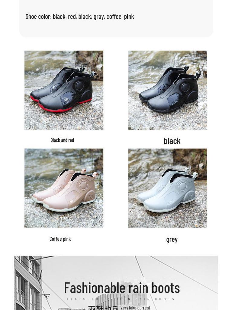 Men's Waterproof Low-Top Rain Boots - Non-Slip Outdoor Shoes for Fishing, Kitchen, and Car Washing