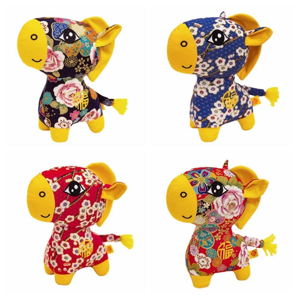 PP Cotton Plush Horse Stuffed Animal Toy Soft Chinese Horse Plush Doll Festive Decor