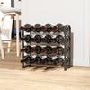 4-Tier Wine Rack, Freestanding Rack for 16 Wine Bottles, Metal, Black