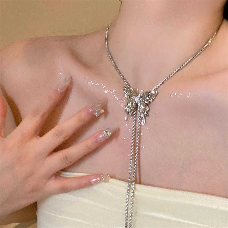 Нестандартное ожерелье из жидкого металла с бабочкой, выдвижная подвеска в виде бабочки, регулируемая цепочка из нержавеющей стали, панк-хип-хоп, ювелирные изделия в подарок