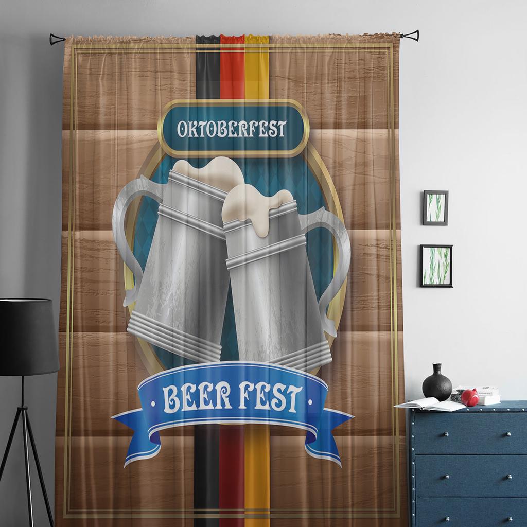 Октоберфест Древесина Пивные Прозрачные Шторы Для Гостиной Спальни Домашний Декор Кухни Тюль Для Окна Вуаль Шторы