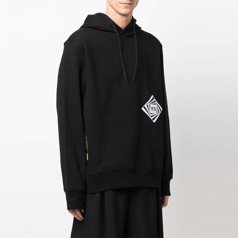 Y-3 Мужская толстовка с капюшоном и принтом логотипа на шнурке FW21 Черная HF7067