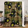 Green Tractor Plaid Blanket bedroom Blanket for Livingroom Couch lunch break Soft throw for Friend's festival Gift
