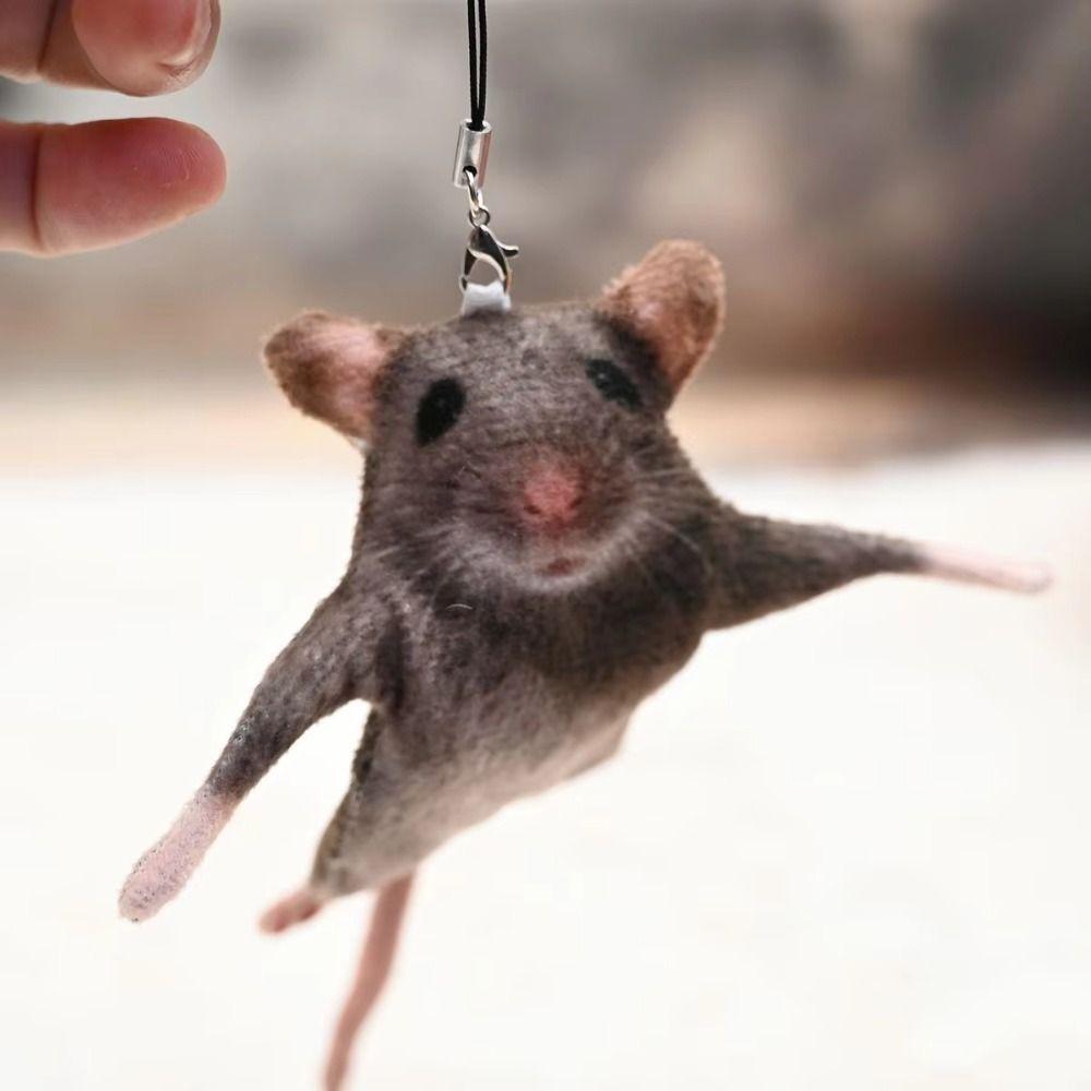 Bendable Mouse Keychain Simulated Mouse Doll Funny Rat Plush Pendant  Bag Charm