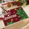 4pcs Dokriy, Merry Christmas Red Snowflake Tree Placemat, Festive Winter Christmas Holiday Table Decor for Home Kitchen Dining Party