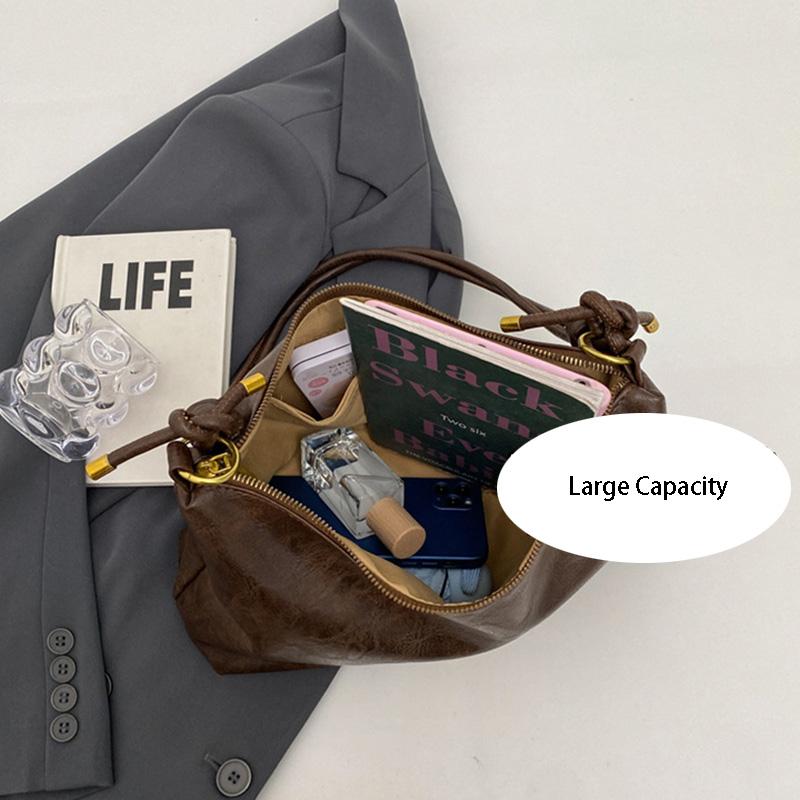 Сумка-тоут из искусственной кожи в стиле ретро для женщин, большая вместимость, сумки через плечо, роскошные модные коричневые сумки для шопинга, новинка 2024 года, большая сумка-хобо для подмышек